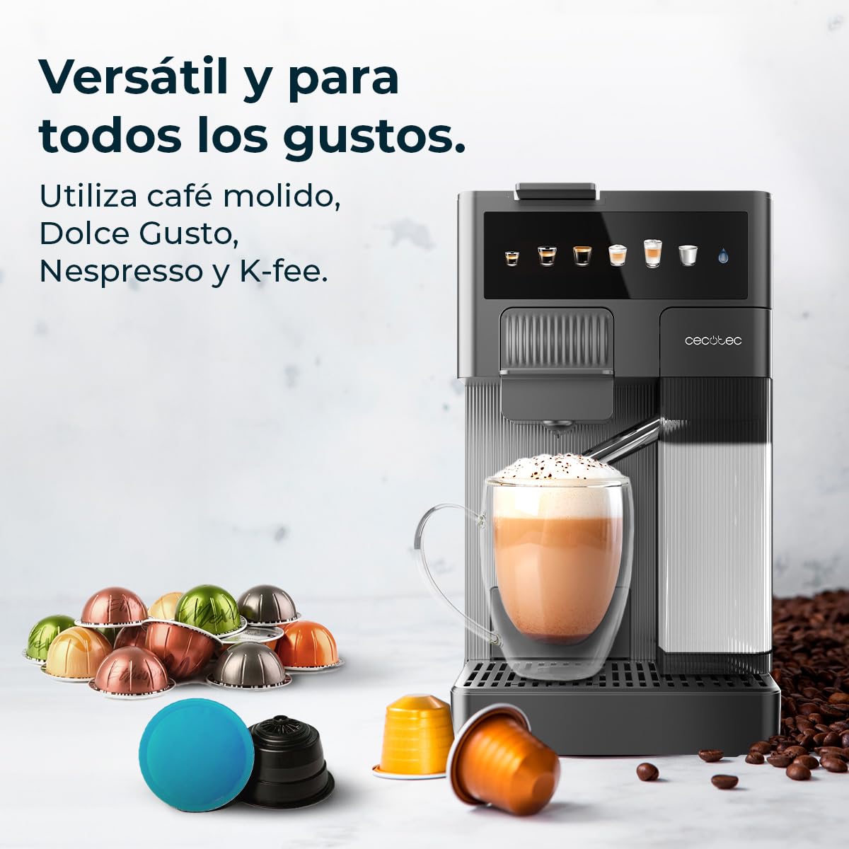 Machine a Café FreeStyle Latte. Cafetière à Capsules avec Réservoir à Lait 400 ml