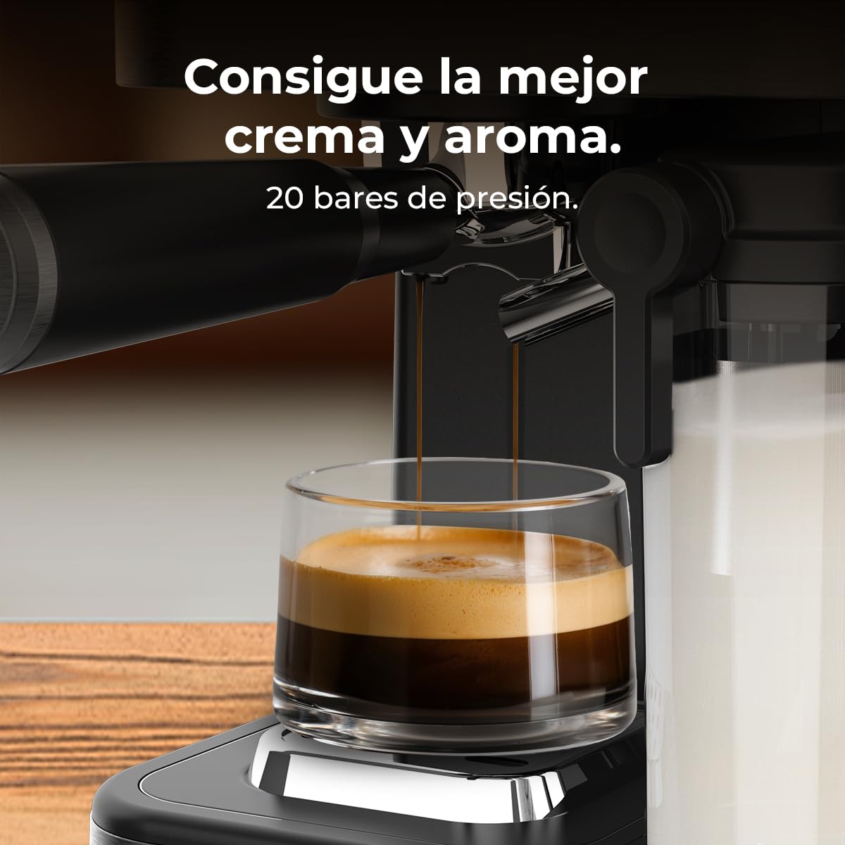 Cafetière Express Semi-automatique Power Espresso ColdBrew Latte Oscuro. 1350W, 20 Bars