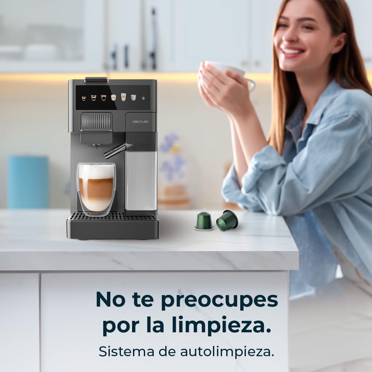 Machine a Café FreeStyle Latte. Cafetière à Capsules avec Réservoir à Lait 400 ml