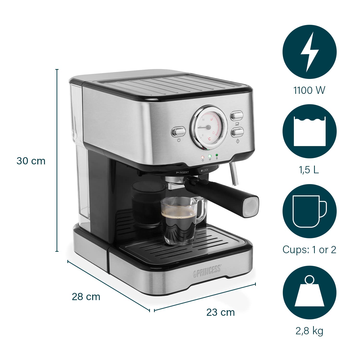 Machine à expressos 249412 - 1,5L - 20 bars
