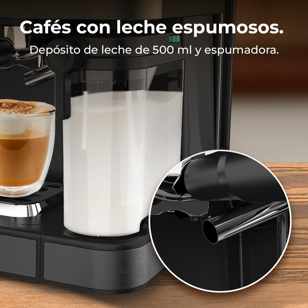 Cafetière Express Semi-automatique Power Espresso ColdBrew Latte Oscuro. 1350W, 20 Bars